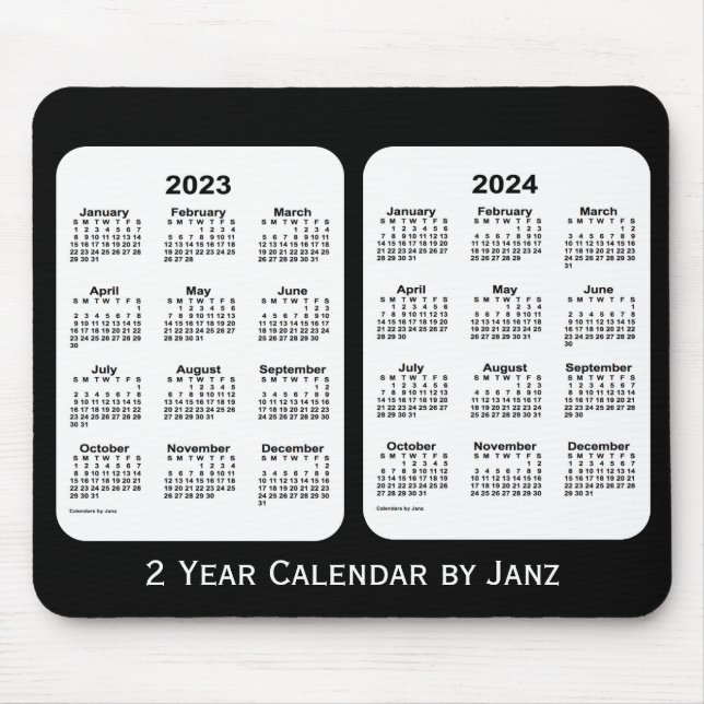 2023-2024 Svartvit tvåårskalender från Janz Musmatta (Framsidan)