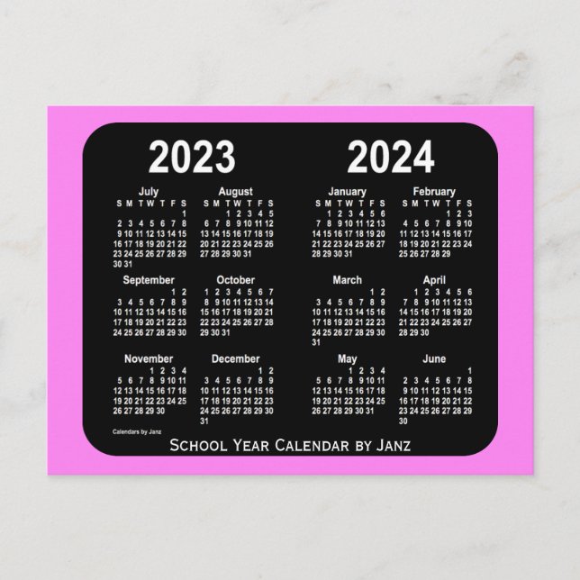 2023-2024 Violet Neon Mini School Calendar av Janz Vykort (Framsida)