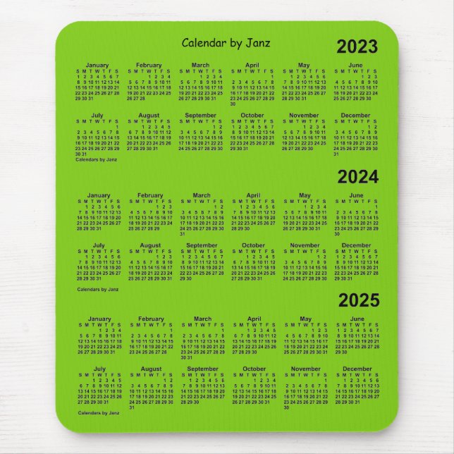 2023-2025 Gult Grönt 3 - Årskalender av Janz Mou Musmatta (Framsidan)
