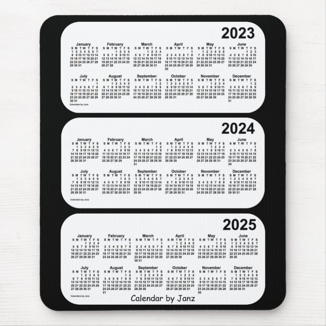 2023-2025 Svartvit treårskalender från Janz Musmatta (Framsidan)