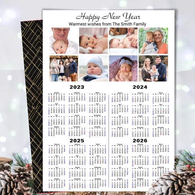 2023 - 2026 Calendar Modern Family 8 Photo Collage Julkort (Skapare uppladdad)