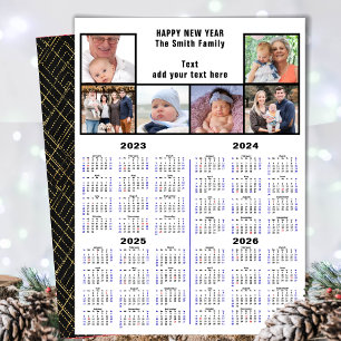 2023 - 2026 Calendar Photo Collage Modern Script Julkort