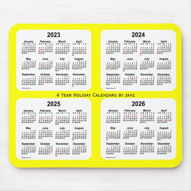 2023-2026 Gultens Helgdag Kalender från Janz Musmatta (Framsidan)