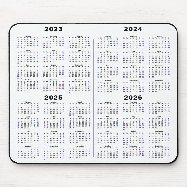 2023-2026 Kalenderns minimala 4-årskalender Musmatta (Framsidan)