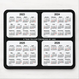 2023-2026 Svartvit Helgdag Kalender från Janz Musmatta