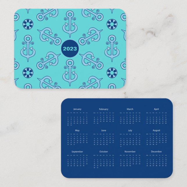 2023-affärskort för minikalender visitkort (Fram/baksida)