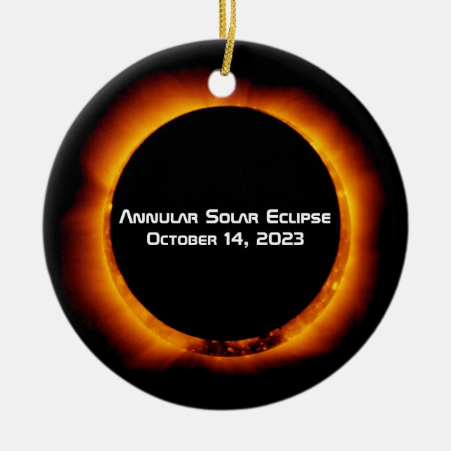 2023 Annular Solar Eclipse Julgransprydnad Keramik (Framsidan)