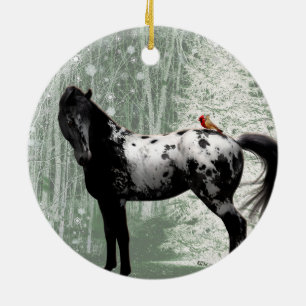 2023 Appaloosa och kardinaler Julgransprydnad Keramik