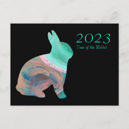 2023 år av den kinesiska zodiacen för kanin vid helg vykort