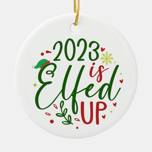 2023 är uppåt på julklappen julgransprydnad keramik (Framsidan)