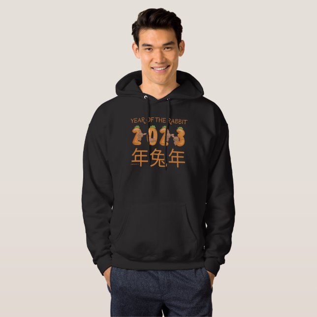 2023 ÅRET FÖR RABBIT-kinesernas nya presentidé Hoodie (Hel framsida)