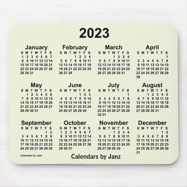 2023 års Beige-kalender av Janz Mouse Pad Musmatta (Framsidan)