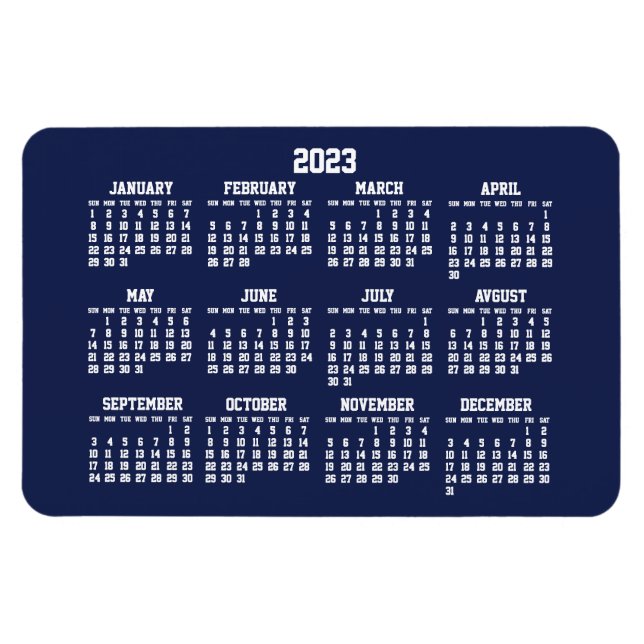 2023 års blåkalender för marint fiske magnet (Horisontell)