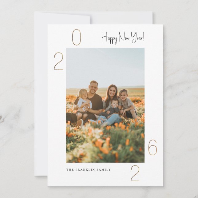 2023 års gyllene fotokort julkort (Framsida)