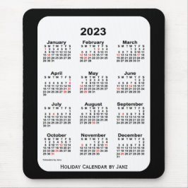 2023 års Helgdag - svart kalender från Janz Musmatta
