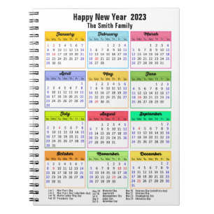 2023 års kalender - färgfull modern Anpassningsbar Anteckningsbok