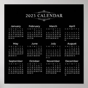 2023 års kalender för enkel Elegant, svart   POSTE Poster