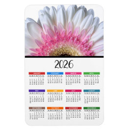 2023 års kalender för Rosa och vit Gerbera-Daisy Magnet