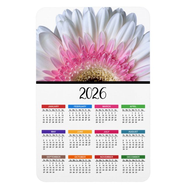2023 års kalender för Rosa och vit Gerbera-Daisy Magnet (Vertikal)