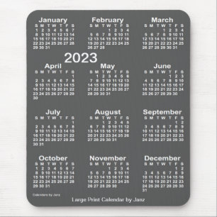2023 års kalender för träkol - stor utskrift fr musmatta