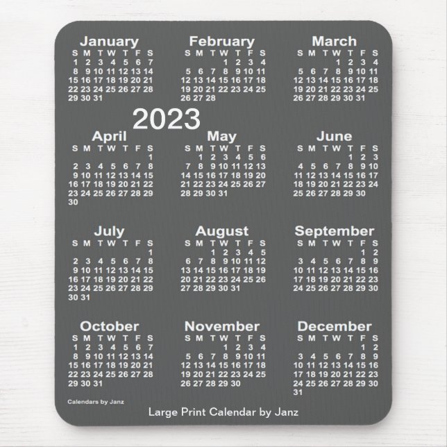 2023 års kalender för träkol - stor utskrift från  musmatta (Framsidan)