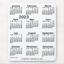 2023 års kalender för vit utskrift från Janz Musmatta