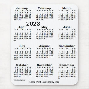 2023 års kalender för vit utskrift från Janz Musmatta