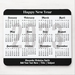 2023 års kalender Modern, svart och vit minimalist Musmatta