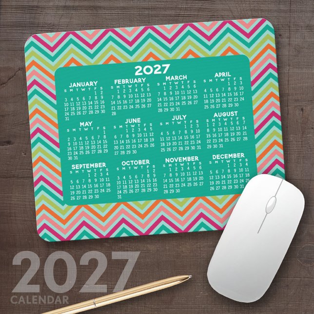 2023 års kalender - stor färglös schevron mönster musmatta (2027 Calendar Mousepad)