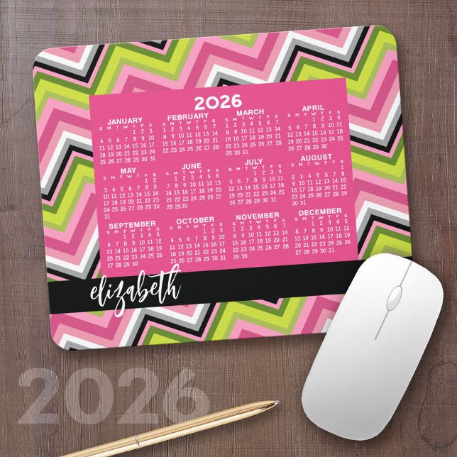 2023 års kalender - stor färglös schevron mönster musmatta (2026 Calendar)