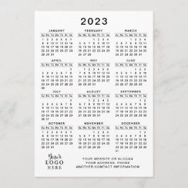 2023 års kalender, svart minimalt i Fullt Program