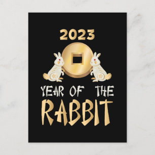 2023 års kaninnyår helg vykort