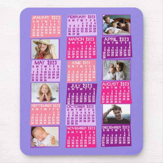 2023 års månadskalender Foto Collage Cute Mod Musmatta (Framsidan)