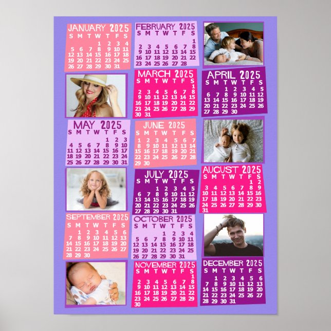 2023 års månadskalender Foto Collage Cute Mod Poster (Framsidan)
