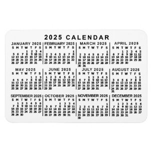 2023 års månadskalender Klassiskt vitt och svart Magnet