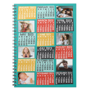 2023 års månadskalender Modern 6 fotokollage Anteckningsbok
