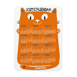 2023 års månatlig kalender Mid-Century Orange Kat Magnet
