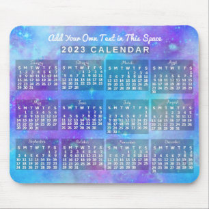 2023 års månatliga kalender - blå vattenfärgsstjär musmatta
