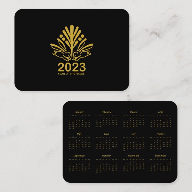 2023 års minikalender visitkort (Fram/baksida)