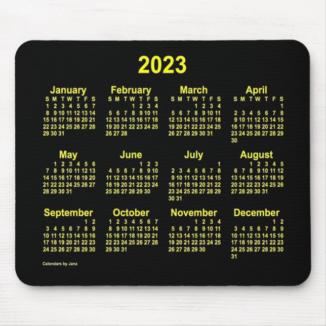2023 års Neon Gult Calendar från Janz Musmatta (Framsidan)