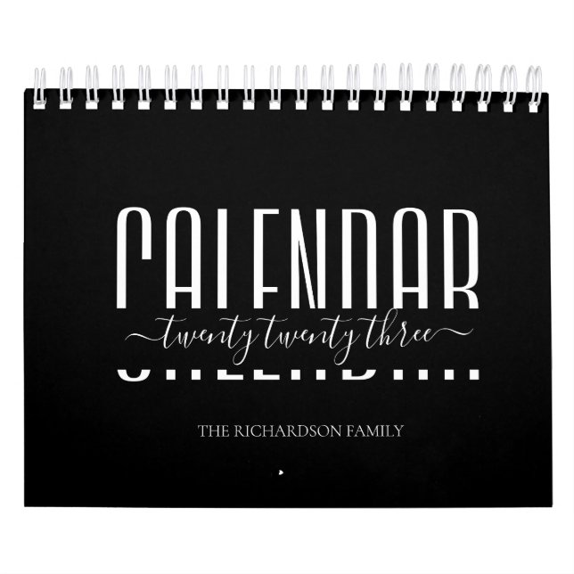 2023 års svartvit, modern, minimalistisk kalender (Omslag)