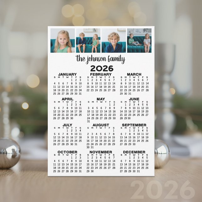 2023 års visningskalender för Fullt med 4 foton (2026 Calendar Card)