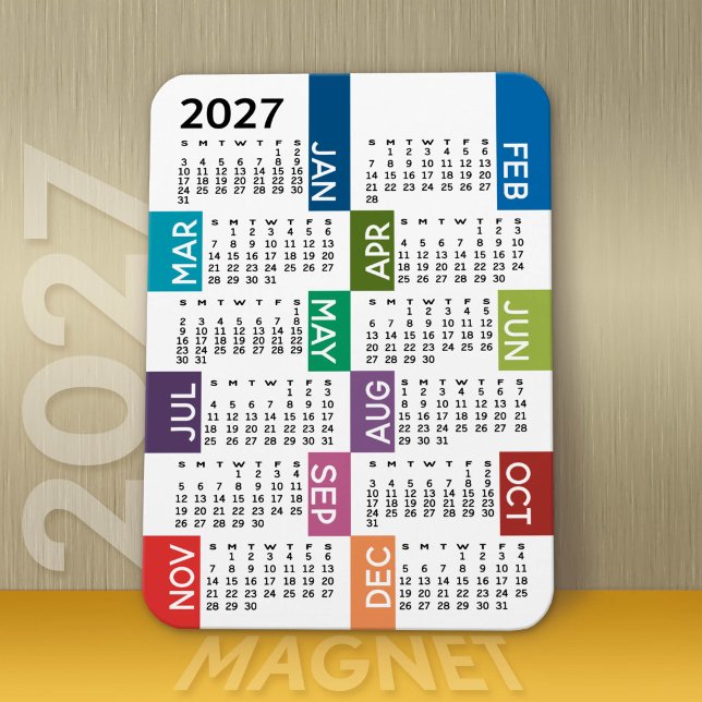 2023 års visningskalender för Fullt - roligt och f Magnet (Modern 2027 Calendar Magnet)