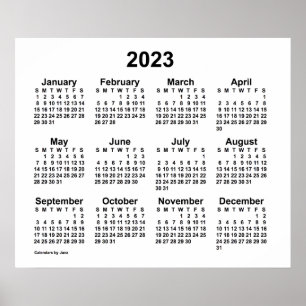 2023 års vitvägskalender från Janz Poster