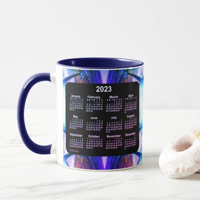 2023 Artistic Miami Blue Neon Calendar från Janz Mugg (Med munk)