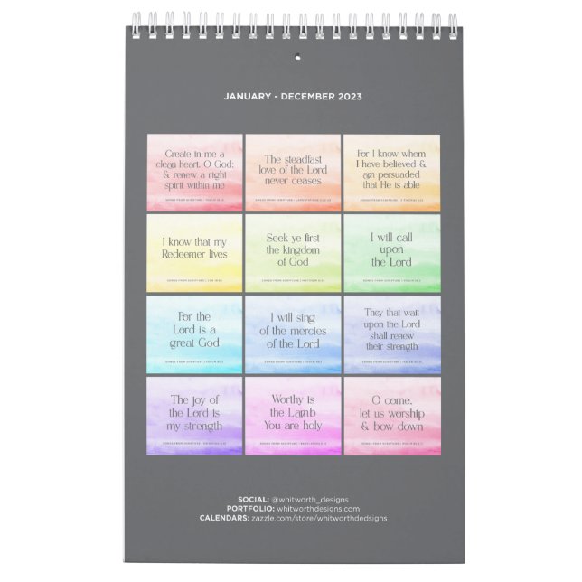 2023 Bible Verse Calendars Kalender (Baksida)