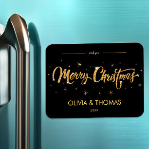 2023 Black Guld Modern God jul Hälsning Morsa Magnet