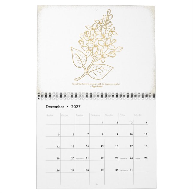 2023-Blommigtens väggkalender | GULD Kalender (Dec 2027)