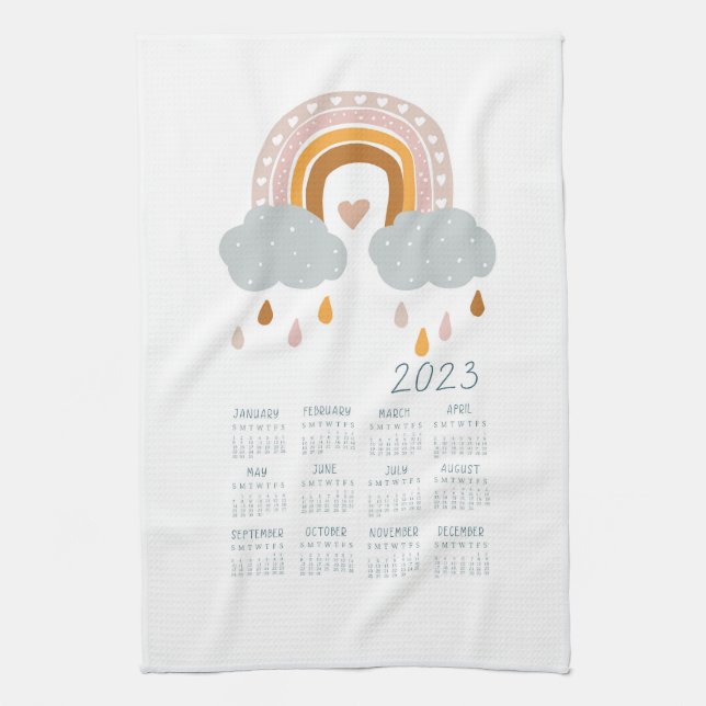 2023 Boho Rainbow Tea Towel Calendar Decor Kökshandduk (Vertikal)