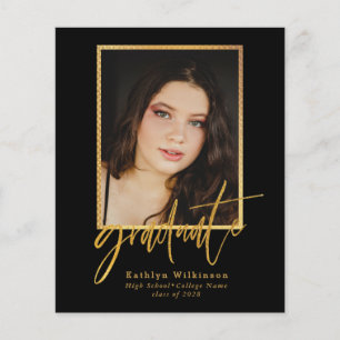 2023 BUDGET Elegant Guld Script Grad Inbjudan Flygblad